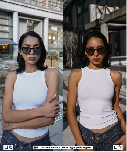 調光・偏光レンズ搭載 classic round sunglasses