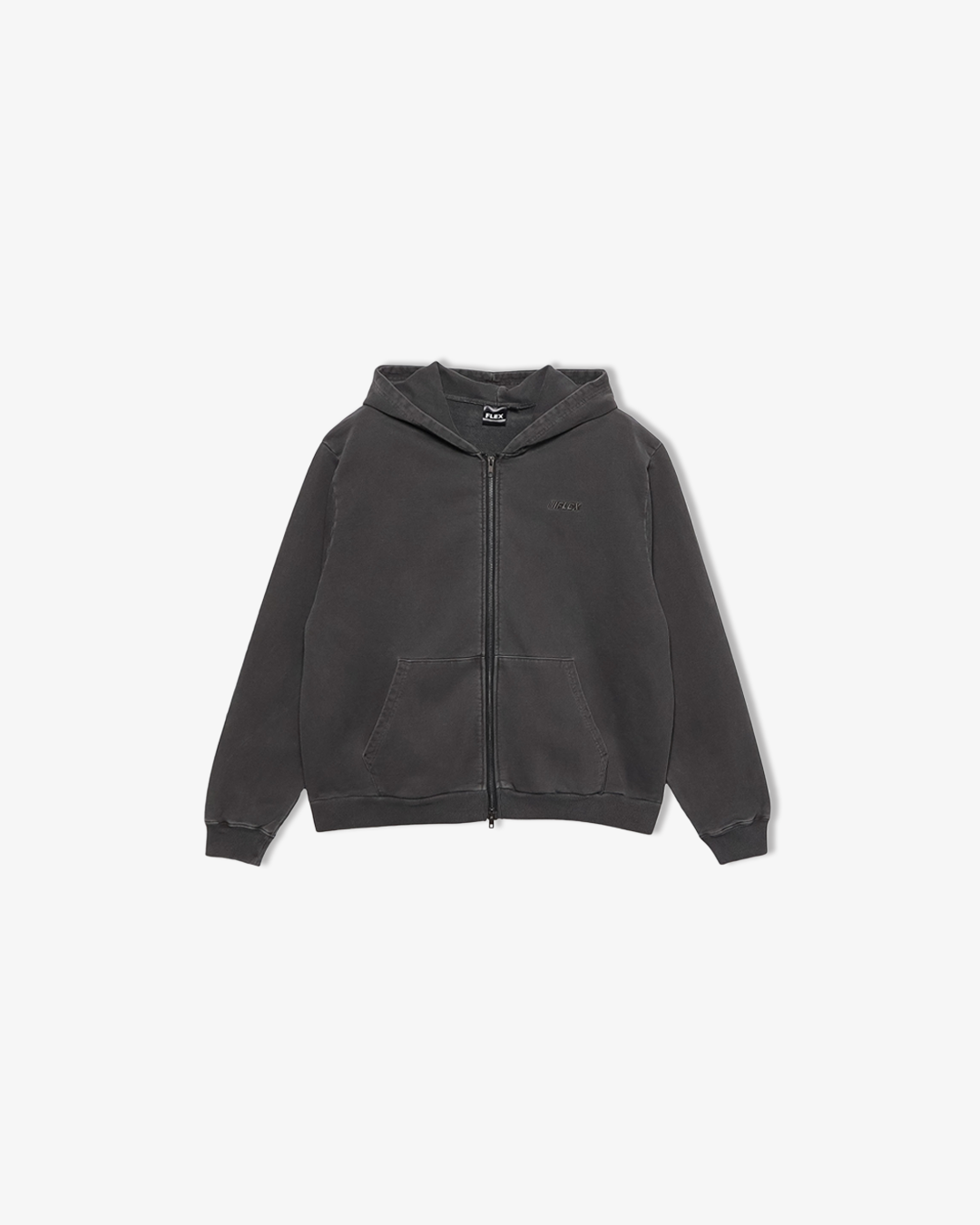 Heavy weight pigment zip parker