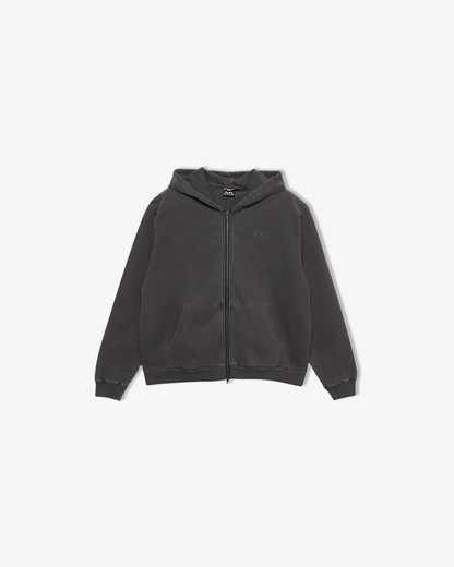 Heavy weight pigment zip parker