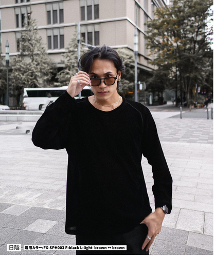 調光・偏光レンズ搭載 square frame sunglasses