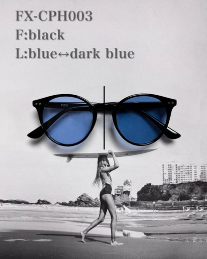 調光・偏光レンズ搭載 classic round sunglasses