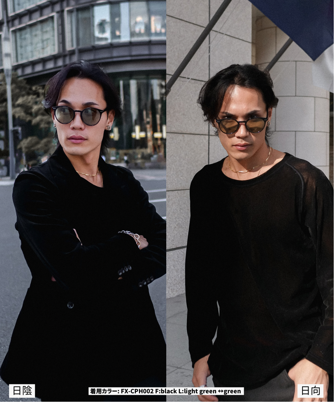 調光・偏光レンズ搭載 classic round sunglasses