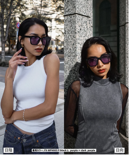 調光・偏光レンズ搭載 square wide 2 sunglasses