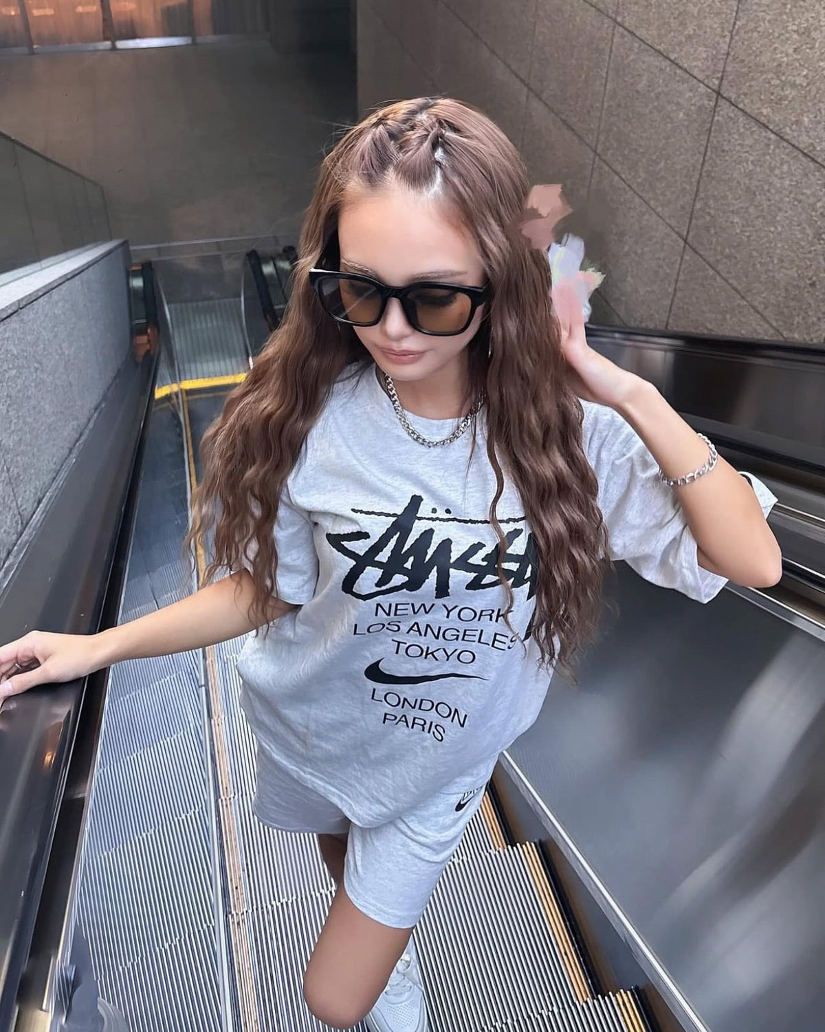 調光・偏光レンズ搭載 square wide sunglasses