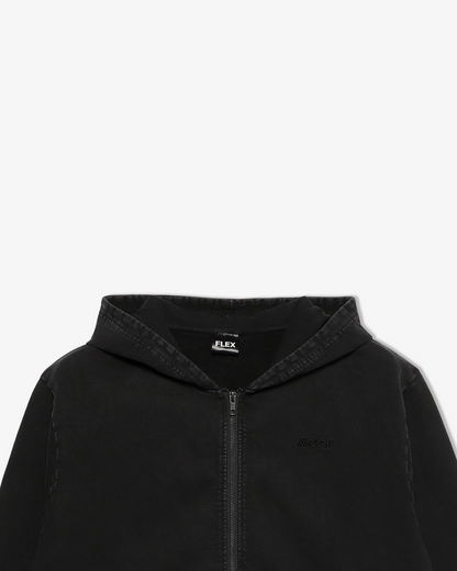 Heavy weight pigment zip parker