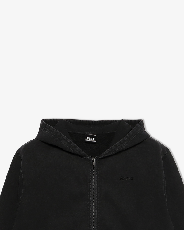 Heavy weight pigment zip parker