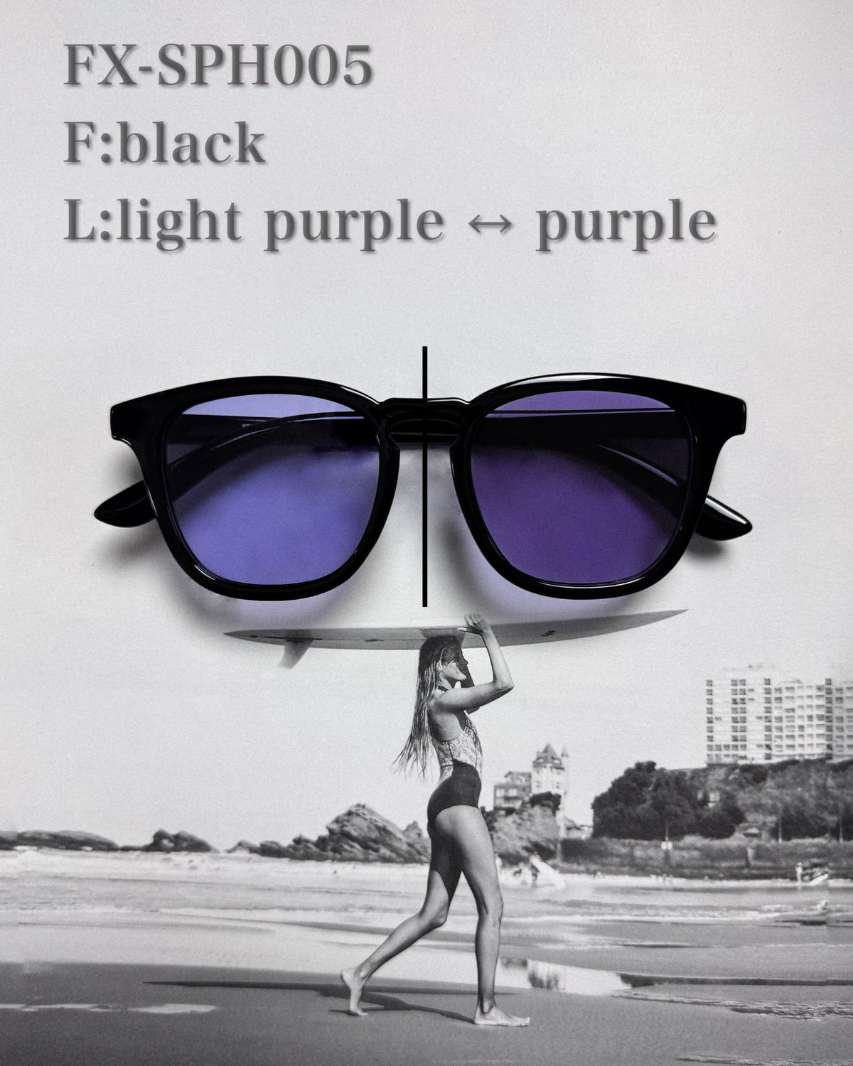 調光・偏光レンズ搭載 square frame sunglasses