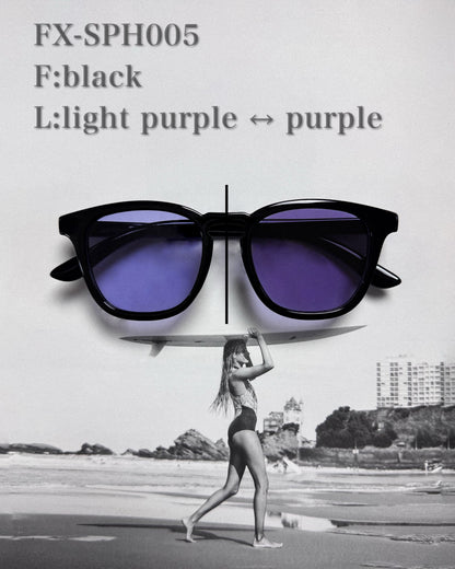 調光・偏光レンズ搭載 square frame sunglasses