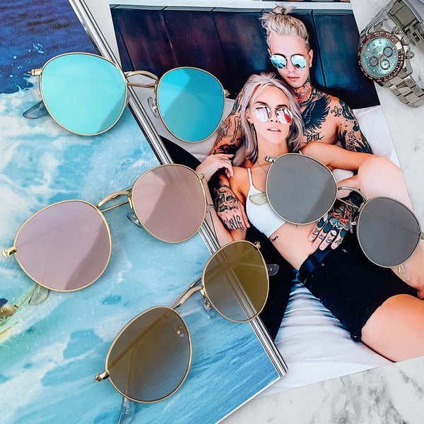 round metal mirror sunglasses -53mm-