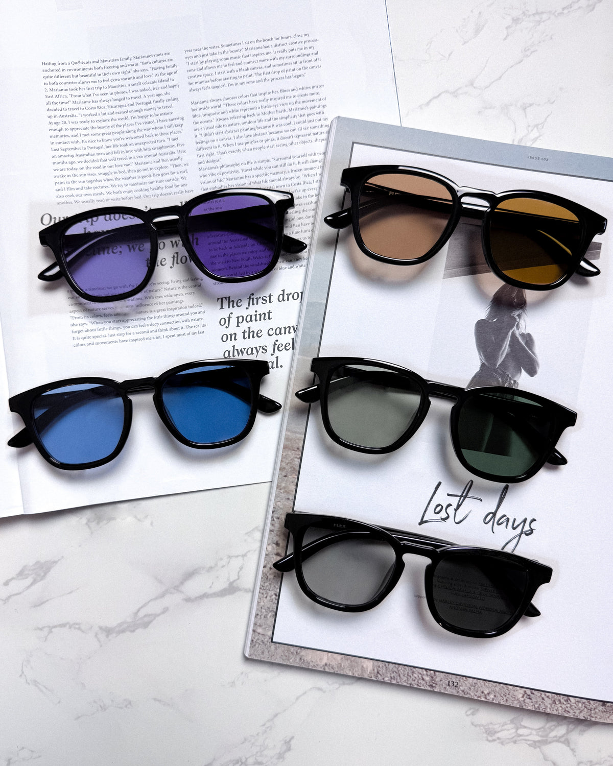 調光・偏光レンズ搭載 square frame sunglasses