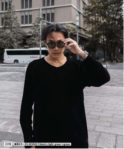 調光・偏光レンズ搭載 square frame sunglasses