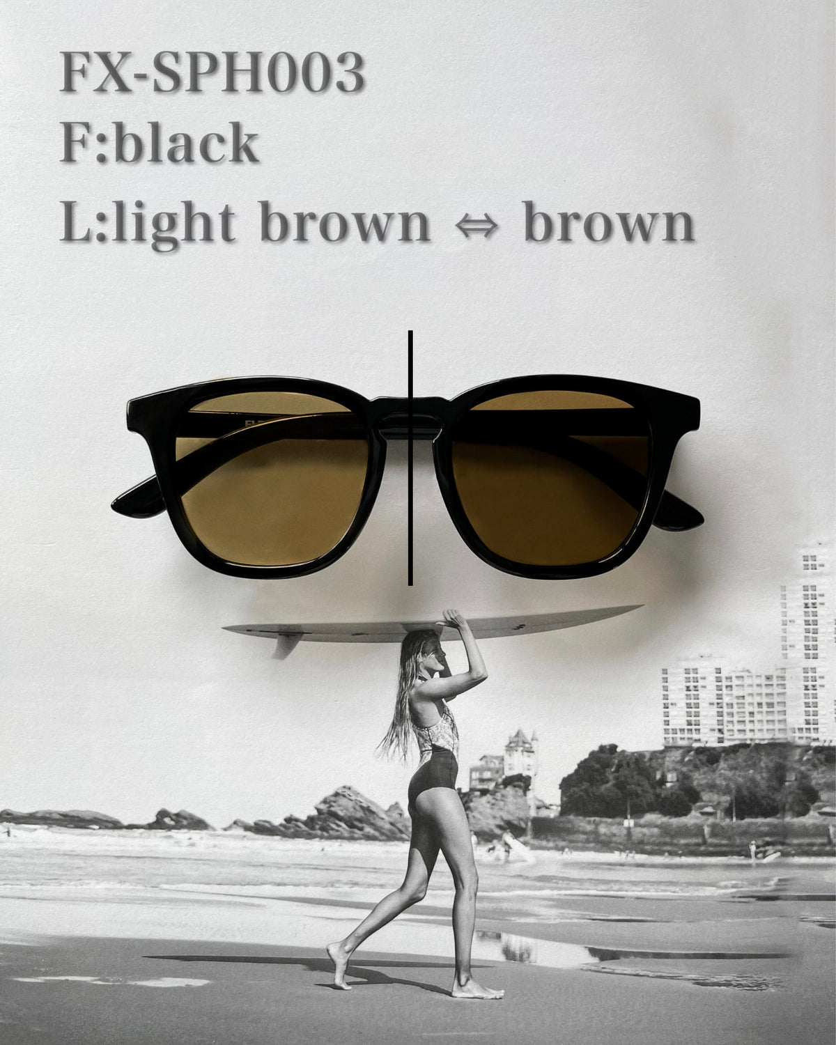 調光・偏光レンズ搭載 square frame sunglasses