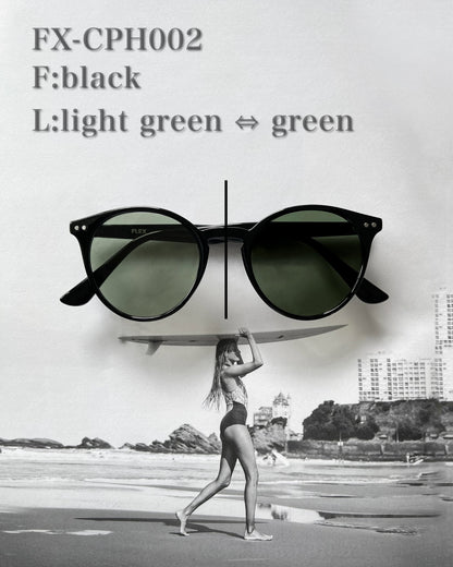 調光・偏光レンズ搭載 classic round sunglasses