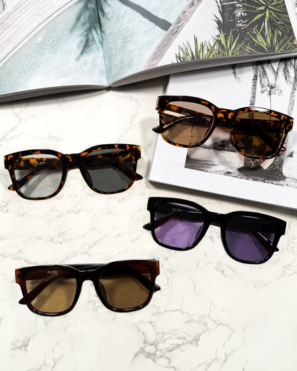 調光・偏光レンズ搭載 square wide sunglasses
