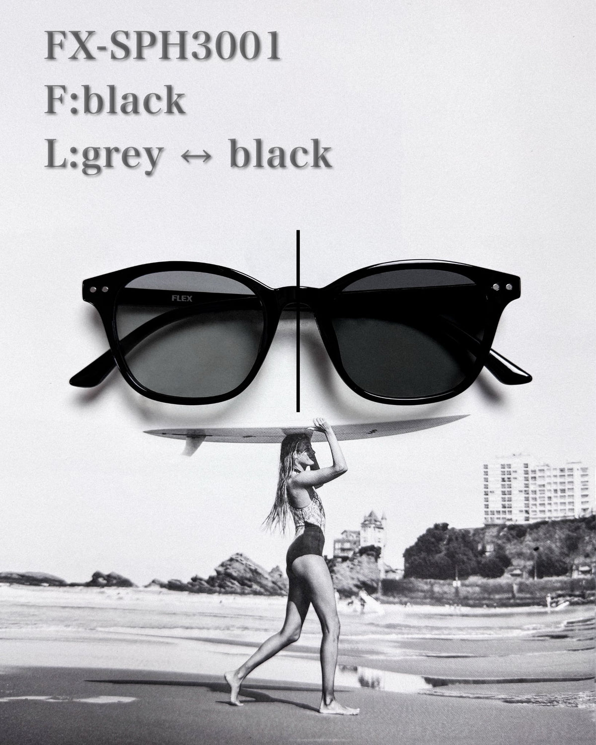 調光・偏光レンズ搭載 square frame 3 sunglasses