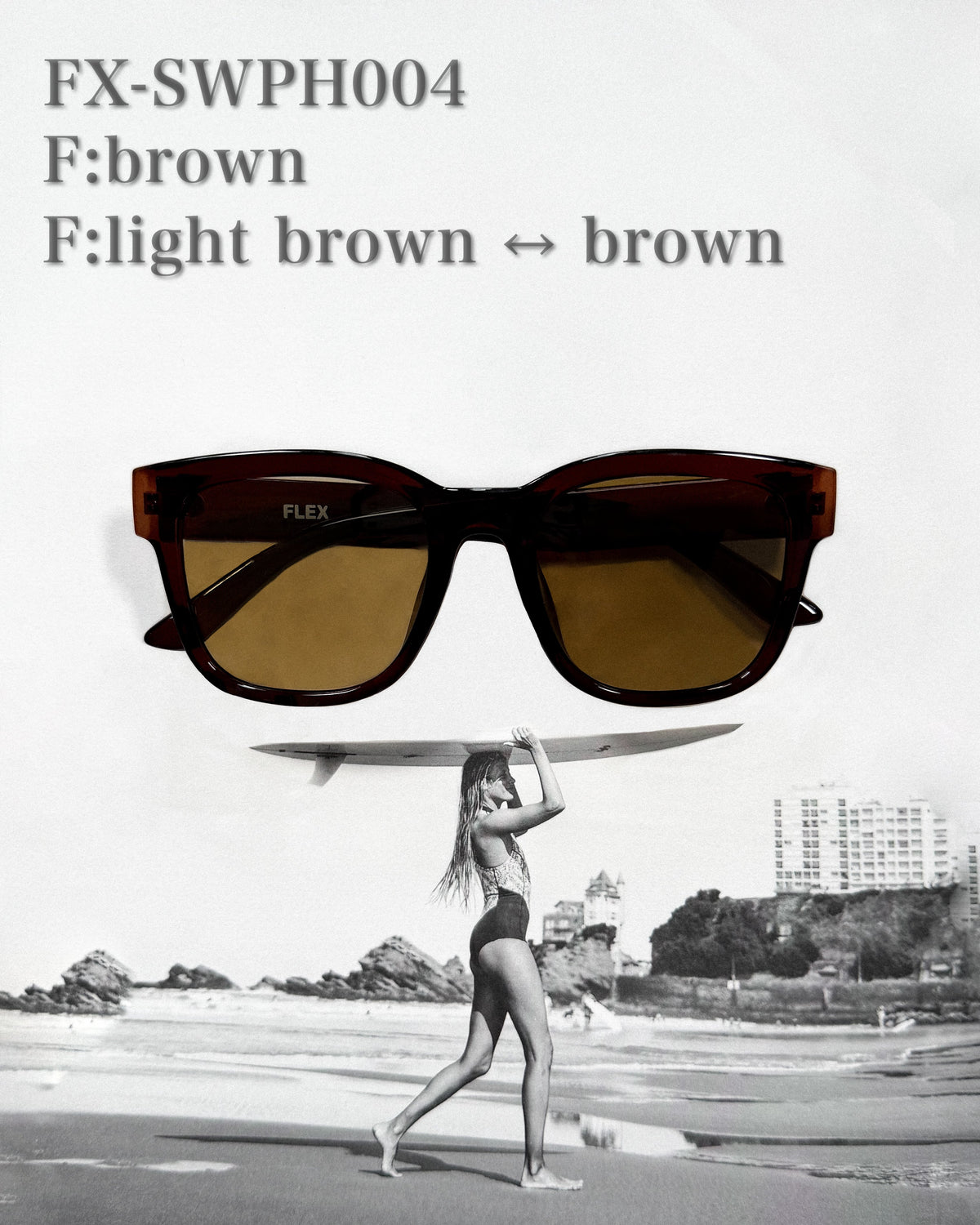 調光・偏光レンズ搭載 square wide sunglasses