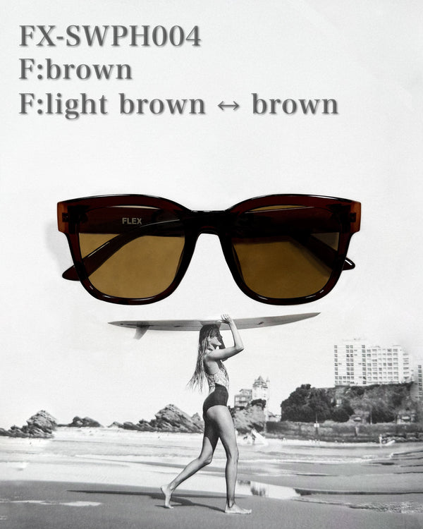 調光・偏光レンズ搭載 square wide sunglasses