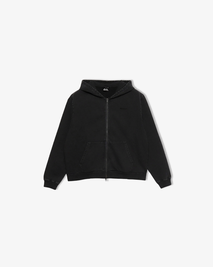 Heavy weight pigment zip parker