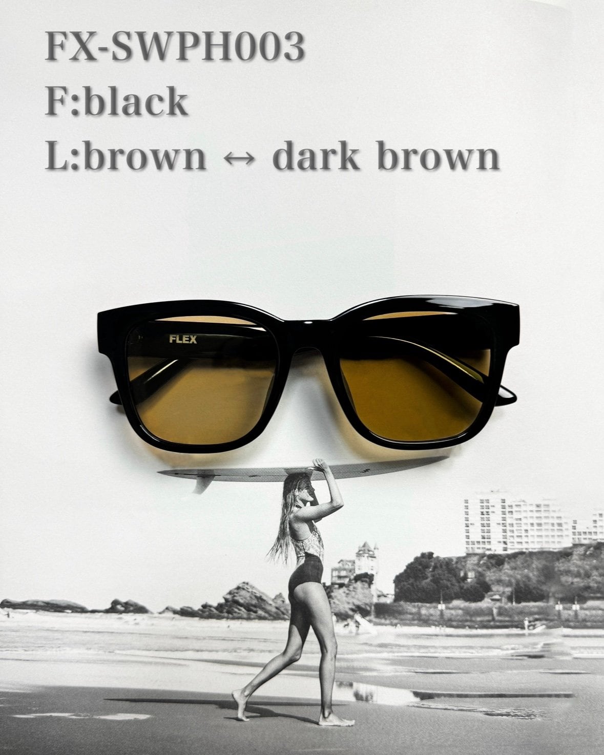 調光・偏光レンズ搭載 square wide sunglasses
