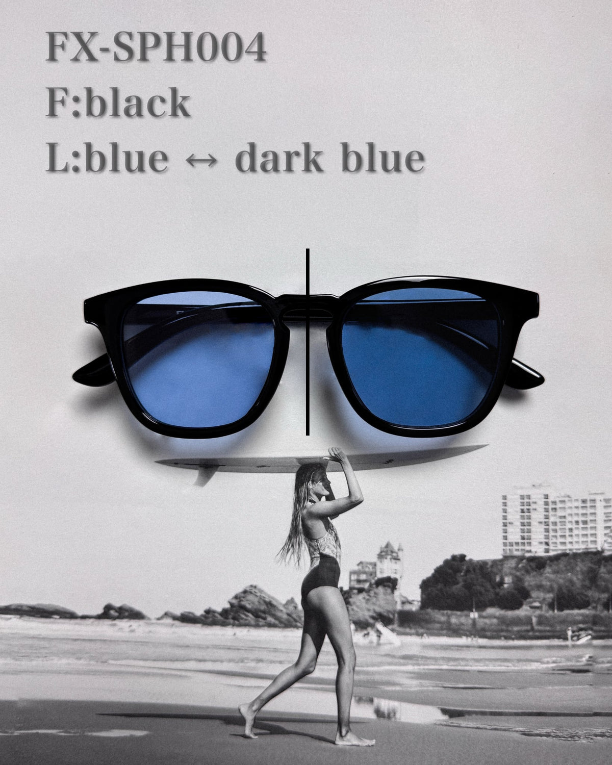 調光・偏光レンズ搭載 square frame sunglasses